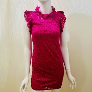 MAGENTA LACE DRESS WITH SLIP XS Neiman Marcus👗💕
